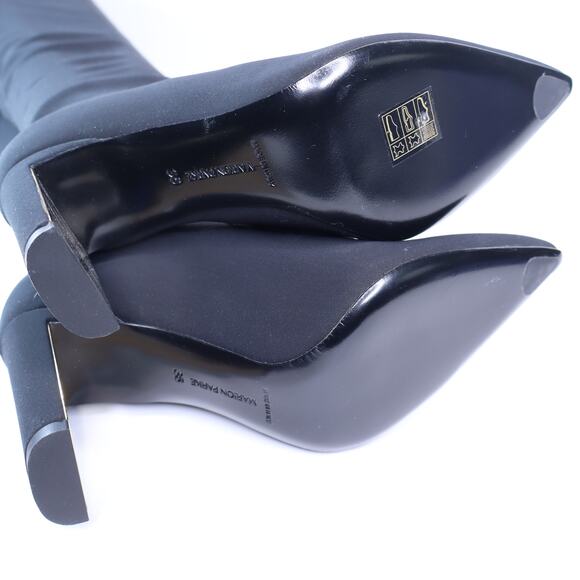 MARION PARKE Malone Heeled Boot Black Thigh High Stretch Crepe Women's 36/US 6 - Picture 7 of 9